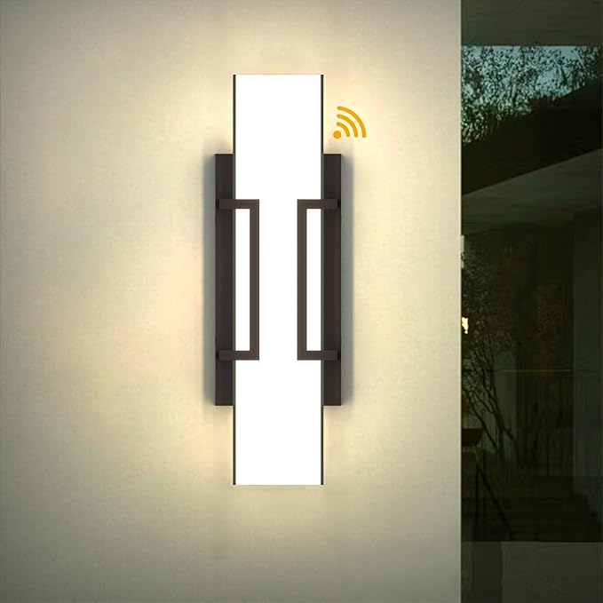 Hyunbae Dusk to Dawn Outdoor Lighting Fixtures Sensor Modern Outdoor Wall Sconce LED Wall Mount Porch Light Dimmable IP65 Waterproof Outside Wall Lights for House Doorway Garage Entryway 3000K