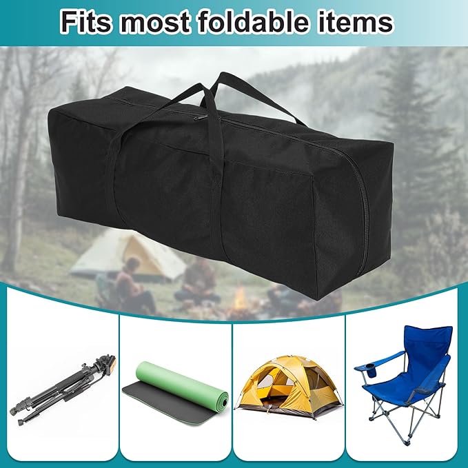 HARFINGTON 2pcs Camping Chair Replacement Bag 23.6 x 7.9 Folding Chair Carry Bag Oxford Cloth Storage Tent Bag with Handle Strap for Travel Outdoor Camping Sports Black