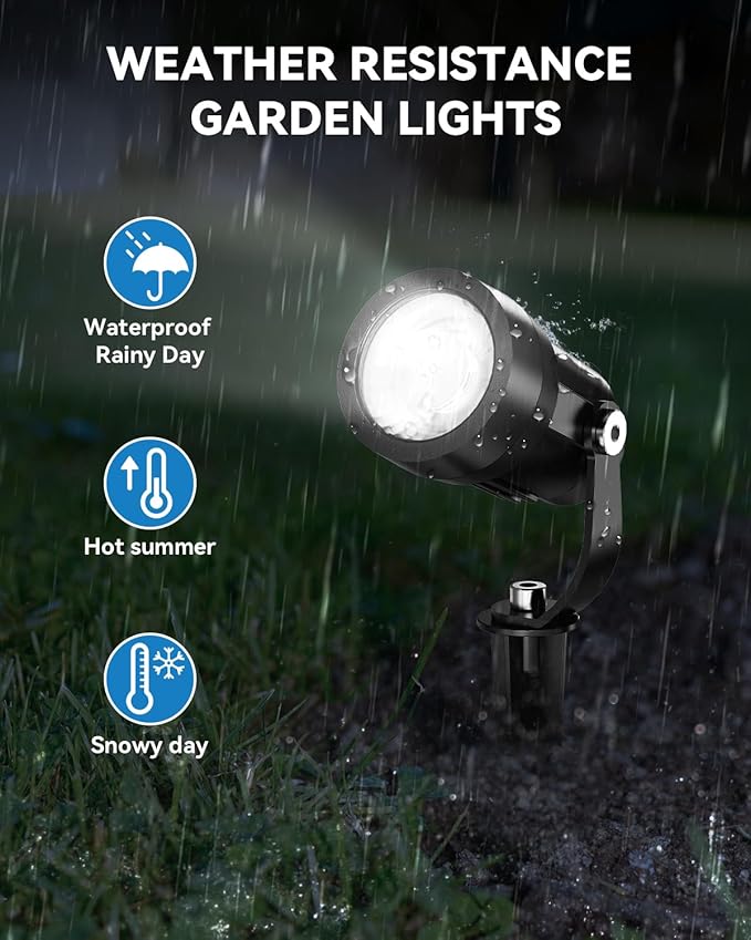 HIBOITEC All-in-One 5W Low Voltage Landscape Lights 12 Pack LED Landscape Lighting Kit with Transformer 100FT Wires and Connectors Waterproof Outdoor Spot Lights for House Yard Trees Garden 5000K