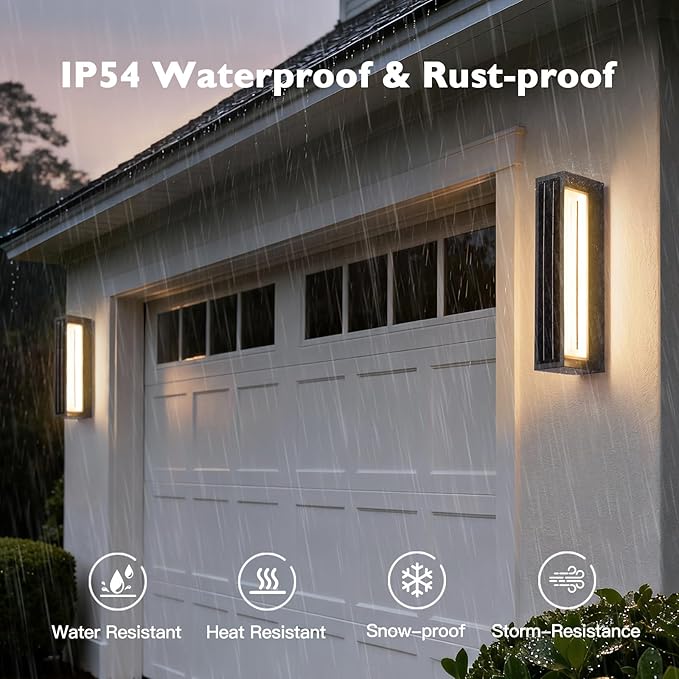 Solar Exterior Lighting Fixtures 20.5 Waterproof Front Porch Light 3000K LED Outdoor Sconce Lights Modern Outdoor Wall Sconces Extra Large Wall Lantern for House Garage Doorway Patio