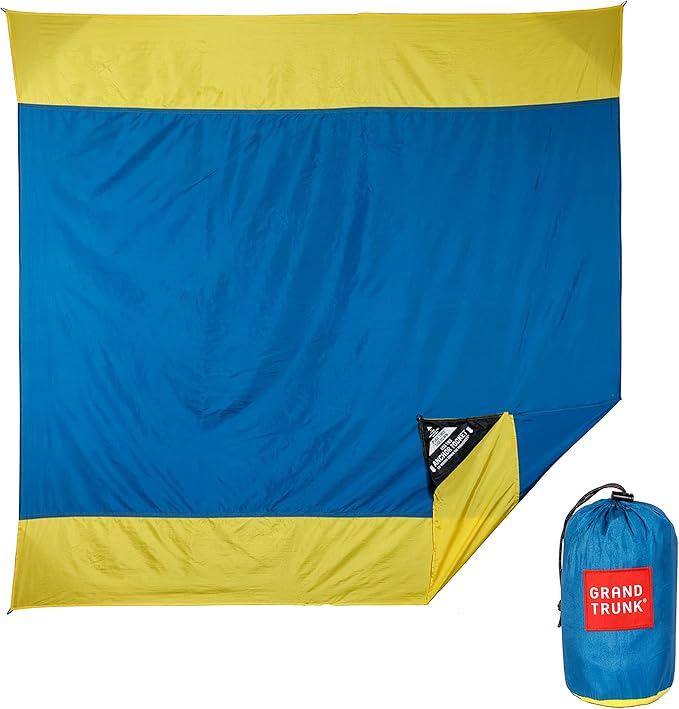 Grand Trunk Parasheet Beach Blanket or Picnic Blanket with Patented Sand Anchor Pockets Stake Loops and Attached Stuff Sack | Best Beach Blanket for Outdoors