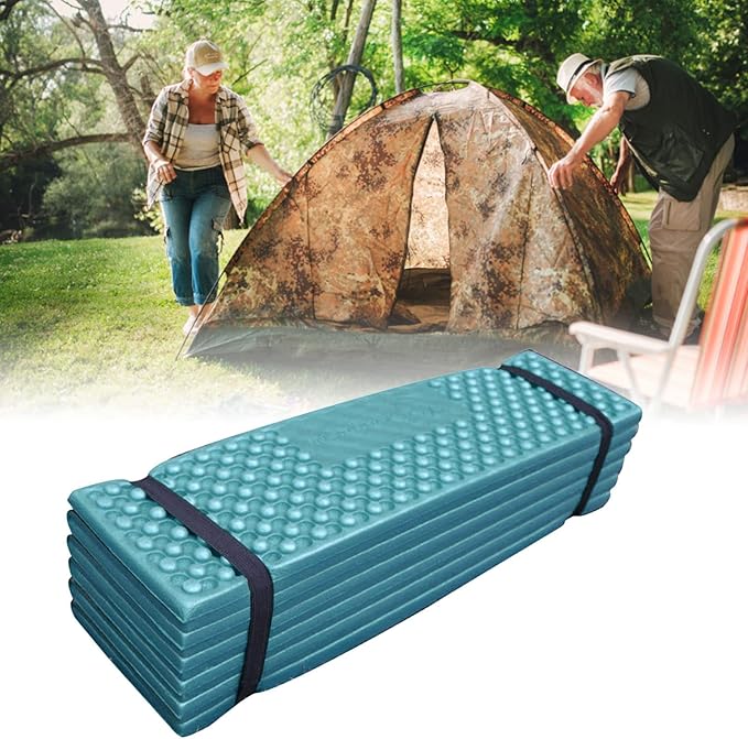 Alomejor Double Egg Crate Foldable Sleeping Pad Soft PVC Thickened Isolation Pad for Camping (186 * 57)