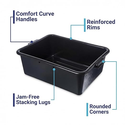 Carlisle FoodService Products 4401103 Comfort Curve Bus Box/Tote Box 7 Deep Black