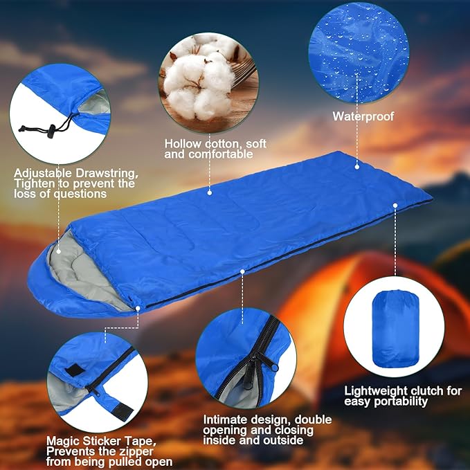 Tudomro 16 Pack Bulk Sleeping Bags for Adults Lightweight Waterproof Camping Sleeping Bags with Compression Sack for Camping Backpacking Hiking Travel Emergency Use