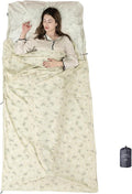 100% Cotton Sleeping Bag Liner with Full Length Zipper on 3 Sides Single/Double Adult Sleep Sack for Travel &amp Camping Multifunctional Travel Sheets (Unzipped 87”x87”) for Hotel Lightweight