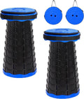 2 Pack Portable Telescoping Stools Collapsible Stool with CushionRetractable Foldingstool Max Load Capacity 400lbs Portable Collapsible Stools for Camping Hiking Outdoor BBQ Black-Blue
