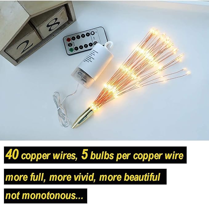 4 Pack Starburst Sphere Lights200 LED Firework Lights 8 Modes Dimmable Remote Control Waterproof Hanging Fairy Light Copper Wire Light for Patio Parties Christmas (Battery Operated)