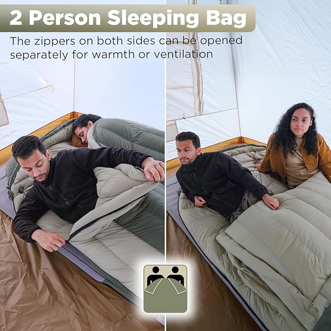 ATEPA Down Sleeping Bag 700FP 15°F 20°F 23°F 30°F Mummy Cold Weather Wide XL Sleeping Bags for Adults with Compression Sack for Camping Backpacking Hiking