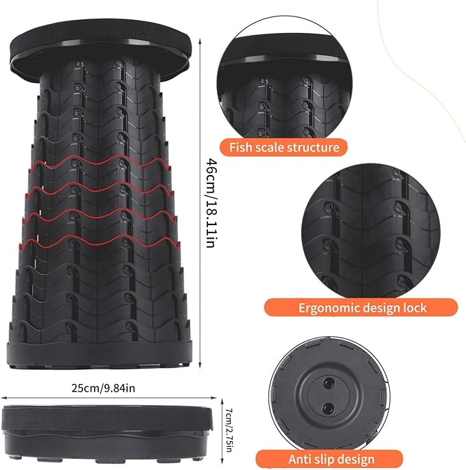 Foldable Stool Scalable Foldable Stool Portable Chair Camping Chair Lightweight Compact Convenient Load Resistant Camping Hiking Fishing Outdoor Activities