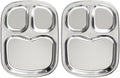Korean Stainless Steel Divided Plates for Toddlers Kids Babies Premium 304 Electro-Polished No Black Residue BPA-Free 3-Compartment Plate Food Tray for Camping Balanced Meals Set of 2