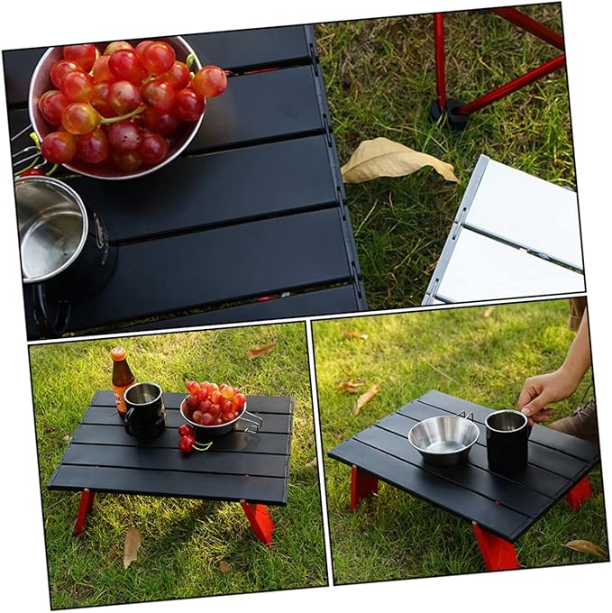 BESPORTBLE Folding Table for Camping Picnic Outdoor Use Lightweight Red Table Sturdy Legs and Easy Setup for Traveling and Kitchen Storage