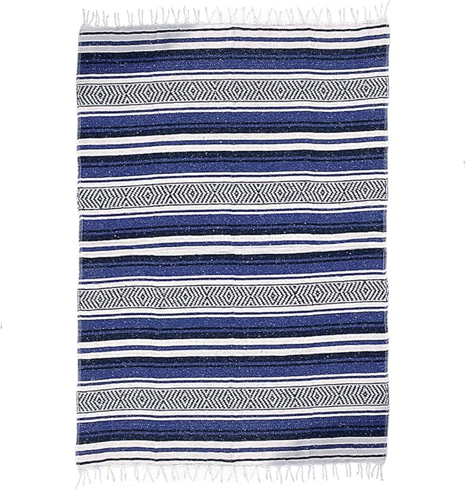 $averPak BodyForge Authentic Mexican Falsa Yoga Blanket (Blue/Black/White)