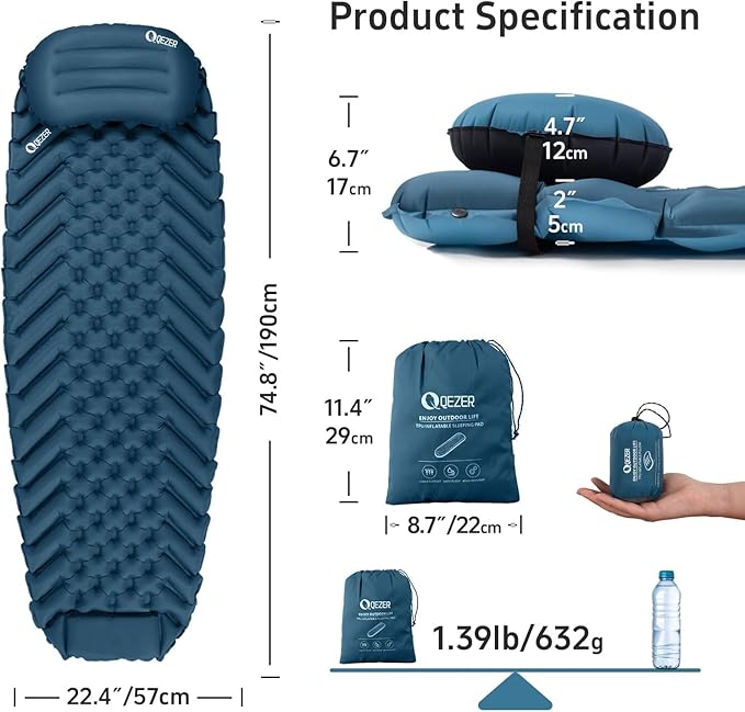 Sleeping Pad and Pillow with 300Fill Power Down Sleeping Bag