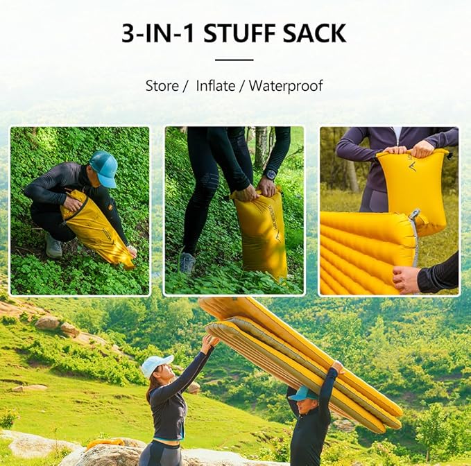 widesea Sleeping Pad R-Value 7.6 for Cold Weather Camping - Ultra Lightweight 777g 199x58x9cm Compact 26.5x17cm Double Valve