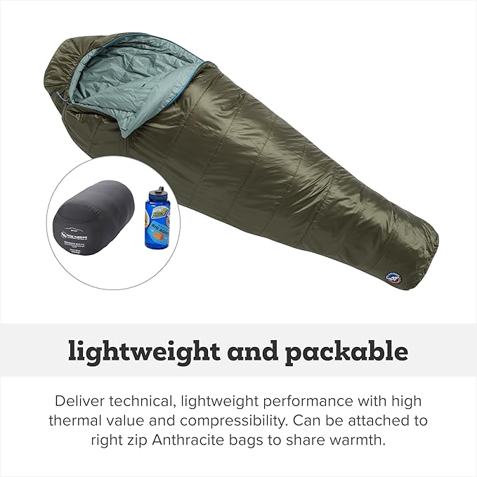 Big Agnes Anthracite - Backpacking Sleeping Bag 3 Season Lightweight Compact