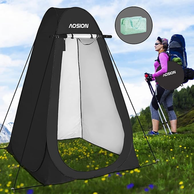 AOSION Privacy Shower TentPop Up Changing TentCamp Bathroom Changing Dressing RoomSun Sunshade Canopy Outdoor Rain Shelter for Camping Hiking Beach Picnic Fishing. (Black)