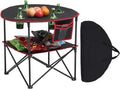VEVOR Folding Camping Table Portable Outdoor Lightweight Picnic Table 600D Oxford Fabric Waterproof Canvas Travel Beach Tables with 4 Cup Holders Carry Bag for Tailgating Camping Picnic Black