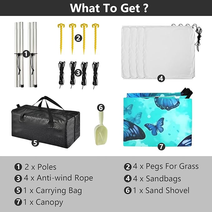 ButterflyCamping Sun Shelters 9.2 x 10.5 FT Beach Canopy Tent Sun Shade with Carrying Bag for Camping Trips Fishing Backyard Fun or Picnics 21341348