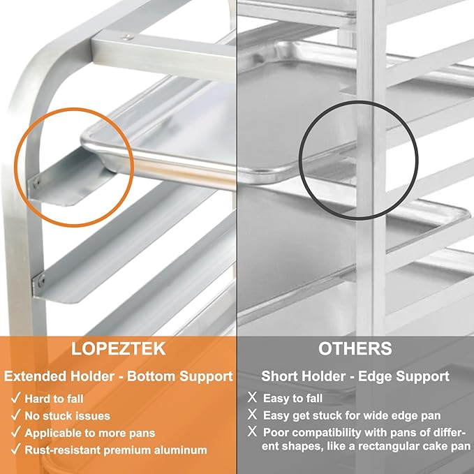 10-Tier Quarter &amp Half Sheet Pan Rack - Bread Baking Speed Rack for Cooling Bakery Stand with wheels for Bun Pan Tray Home Kitchen Tiered Rolling Cart for Oven(for 1/2 &amp 1/4 Sheet)