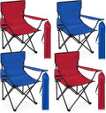 4 Pcs Folding Camping Chairs with Cupholder and Carry Bag Regular Size Portable Lightweight Lawn Chair with Mesh Side Pocket for Fishing Hiking Picnic Beach Outdoor Party (Elegant)