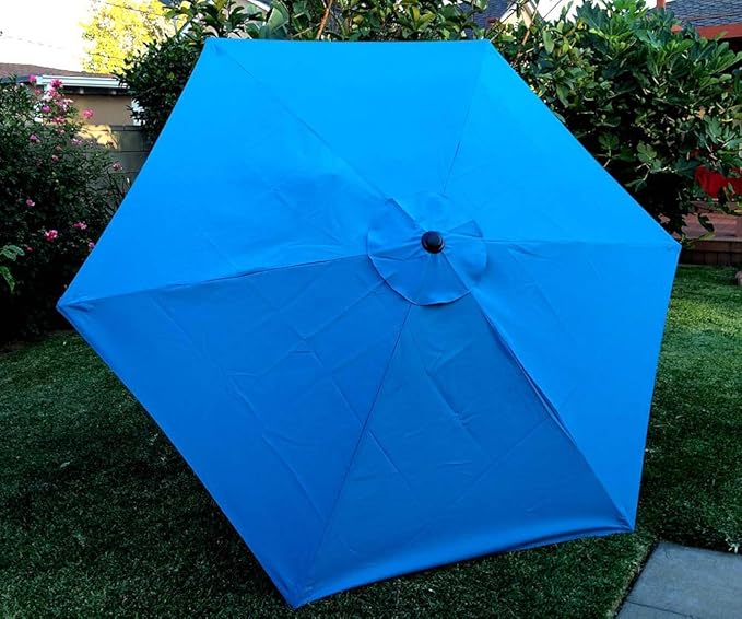 BELLRINO DECOR 10ft 6 ribs Replacement LAKE BLUE STRONG AND THICK Umbrella Canopy (Canopy Only) LAKE-106