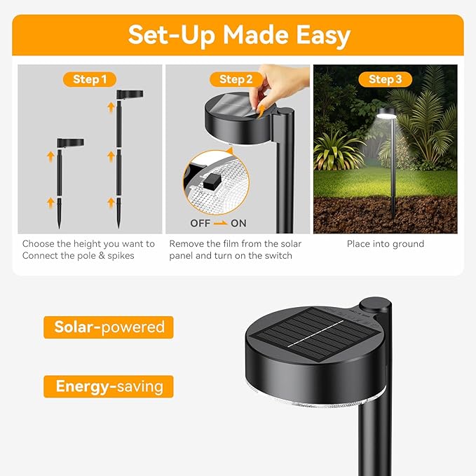 8 Pack Solar Pathway Lights Outdoor 12 Brighter LED Solar Lights Outdoor Waterproof Up to 12 Hrs Modern Path Light for Yard Garden Walkway Driveway Lawn Cool White