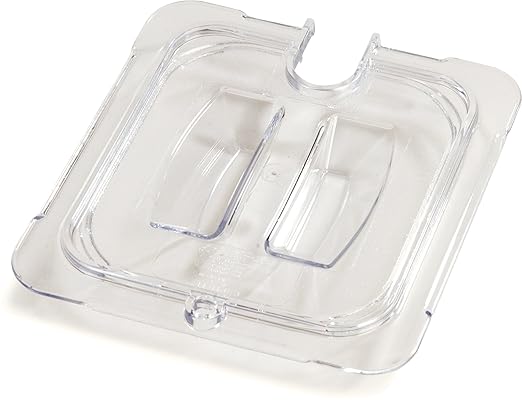 Carlisle FoodService Products Storplus 1/4 Size Notched Universal Food Pan Lid with Molded Handle for Catering Buffets and Restaurants Polycarbonate Clear (Pack of 6)