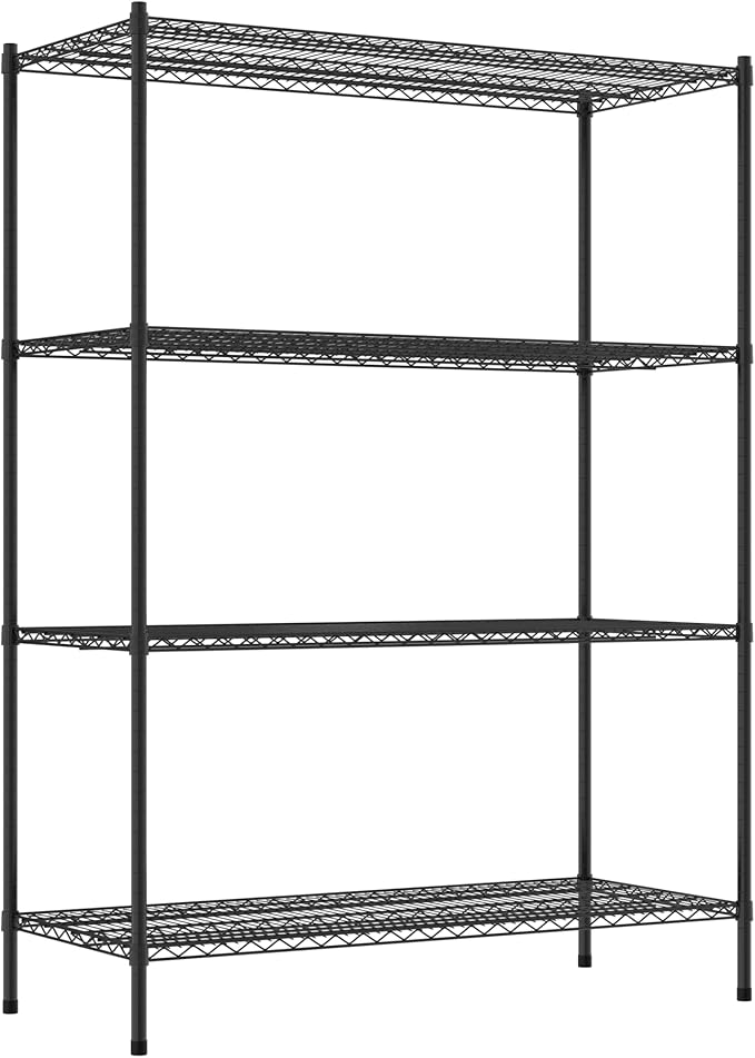 Commercial NSF Listed Black Epoxy Stationary Wire Shelving Kit 24 x 54 x 74 with 4 Shelves Perfect for Warehouse Walk-in Refrigerator Freezer Grocery Store Restaurant Dishroom