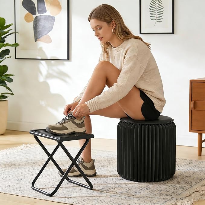 Genérico Folding Paper Stool Waterproof and Modern Folding Seat – Small Paper Stool with Seat Cushion | for Indoor Outdoor Camping Bedroom Garden Patio Terrace and Balcony