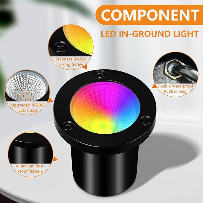 Landscape Lighting - Low Voltage Landscape Lighting 10W RGB Landscape Lights with Color Changing 12V-24V Waterproof Outdoor In-Ground Lights for Yard Garden (10)