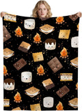 Cute S'Mores Blanket | Ultra Soft Marshmallow Cookie Throw Blanket Gifts for Boys Girls | Roasted Marshmallows Blanket Decor for Couch/Sofa/Travel/Camping All Seasons -50x60-Teens/Travel Size