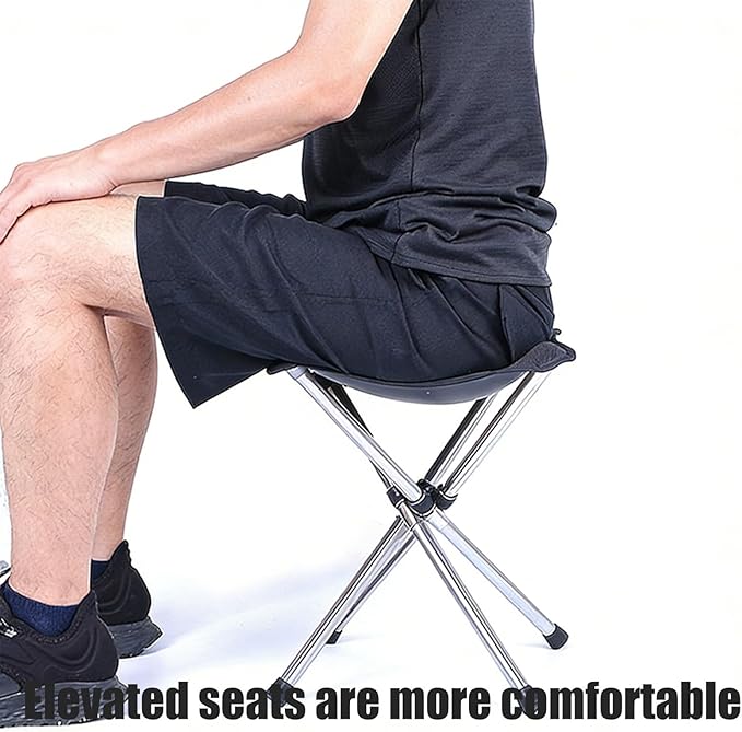Portable Stool 13.8 Inch High Small Folding Chair Telescopic Compact Foldable Stool with Carry Bag for Camping Hiking Outdoor Concert
