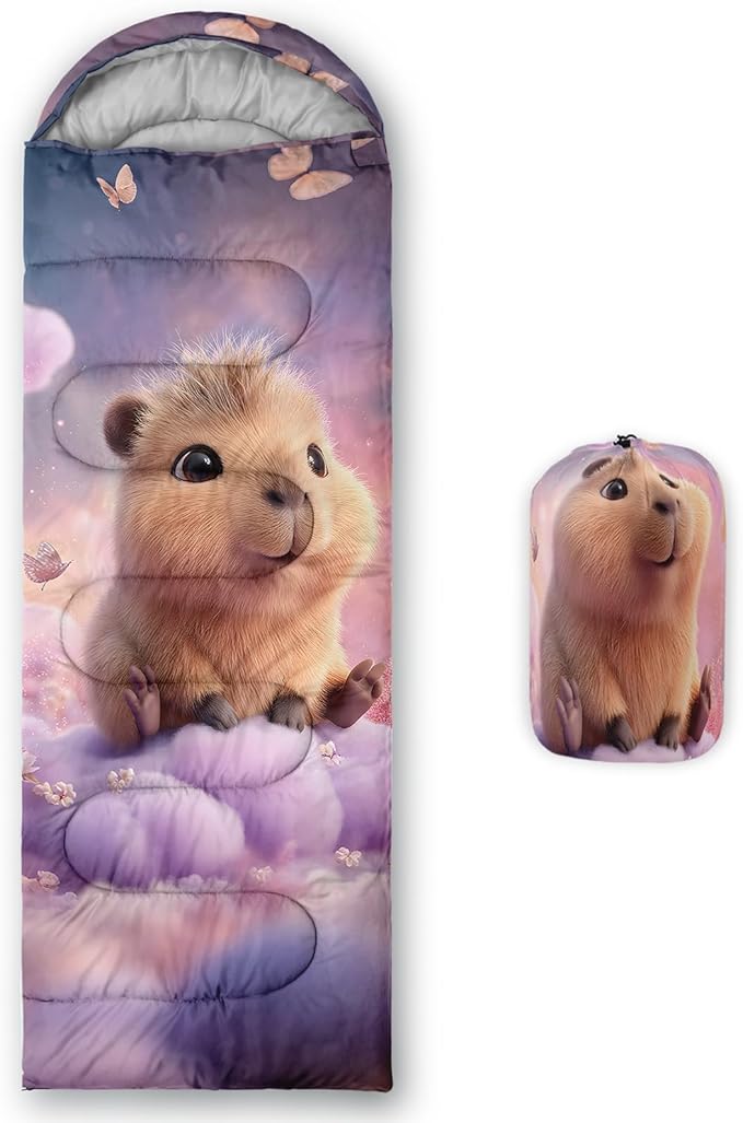AILONEN Kawaii Panda Sleeping BagsLightweight &amp Waterproof3 Season Warm &amp Cool WeatherDreamy Purple Flower Animal Themed Sleeping Bags for BoysGirlsKidsAdults TravellingOutdoors