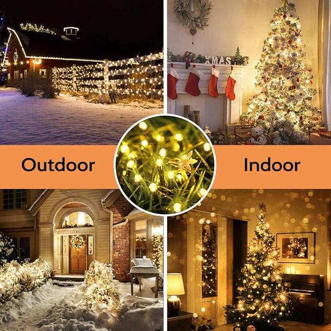 Toodour Christmas Lights Outdoor 328ft 1000 LED String Lights Timer Waterproof 8 Modes Outdoor Christmas String Light - Twinkle Light for Tree Home Garden Yard Wedding Party Xmas Decor(Warm White)