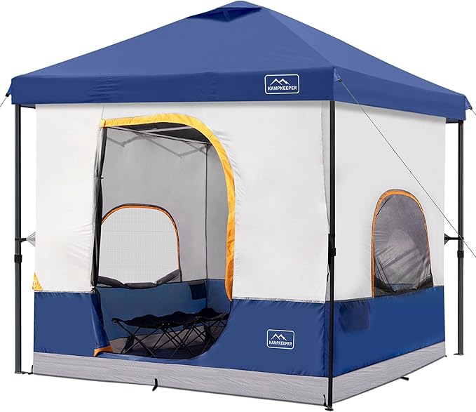 KAMPKEEPER 6 Person Camping Tent 10x10 Pop Up Canopy Tent with Camping Inner Tent Converts 10'x10' Straight Leg Canopy into Camping Tent–Fully Vented Roof(Canopy &amp Frame Included)