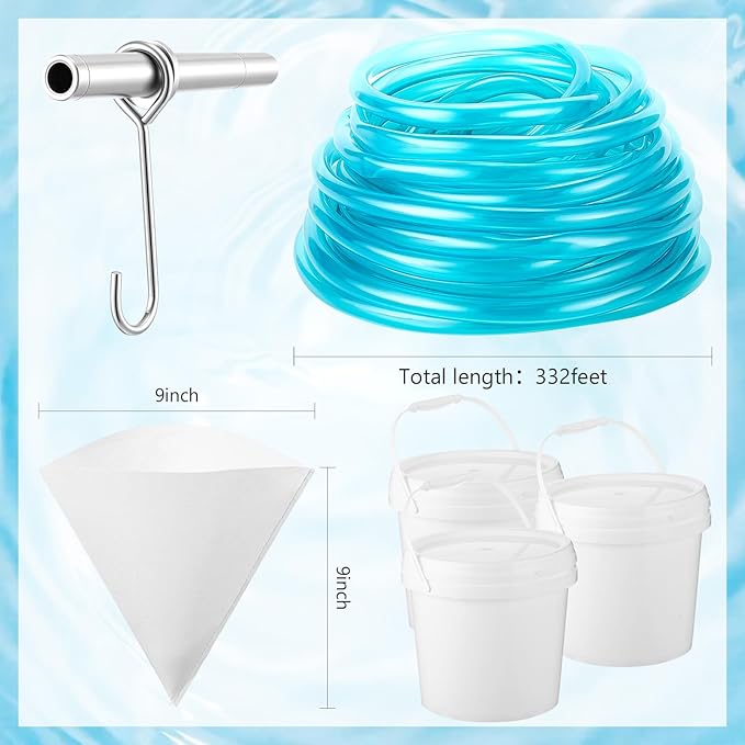 6 Sets Maple Syrup Tapping Kit Maple Sugar Starter Kit Included 3 Buckets with Lid 3 Metal Maples Syrup Taps 3 Maples Syrups Filters 1 Syrups Tube 1 Cleaning Brush for Spiles (White)