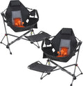 CDEN Heated Hammock Chair with Footrest Heated Camping Chair with Battery Swinging Chair Heavy Duty with Stand Cup Holder Side Bag Power Bank Included for Patio Camping Backyard (2 Pack)
