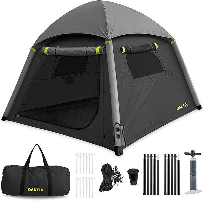 CloudCamp Inflatable Tents for Camping- 6 People Waterproof Oxford Fabric(210D) Quick Setup Air Tent with Manual &amp Battery Pump UV Protection 4-Season Inflatable Tent
