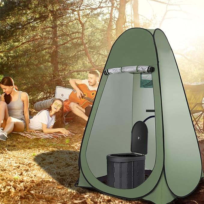 Portable Outdoor Camping Toilet Kit for AdultsPop Up Privacy Tent Camping Folding Toilet 30 Toilet Bags Washable Foldable for Travel RV Car Beach Hiking