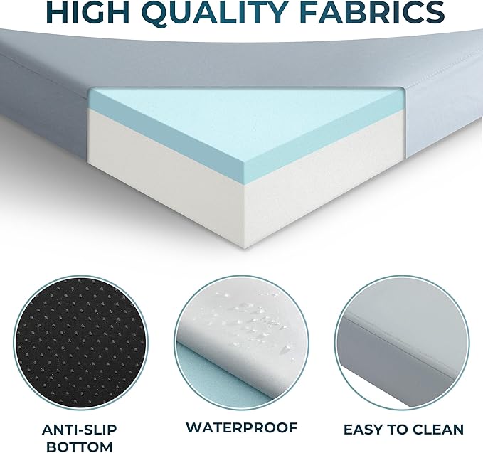 Kingfun 3 Inch CertiPUR-US Memory Foam Camping Mattress Waterproof Roll up Sleeping Pad Thick Floor Sleeping Mats for Tent with Removable Travel Bag