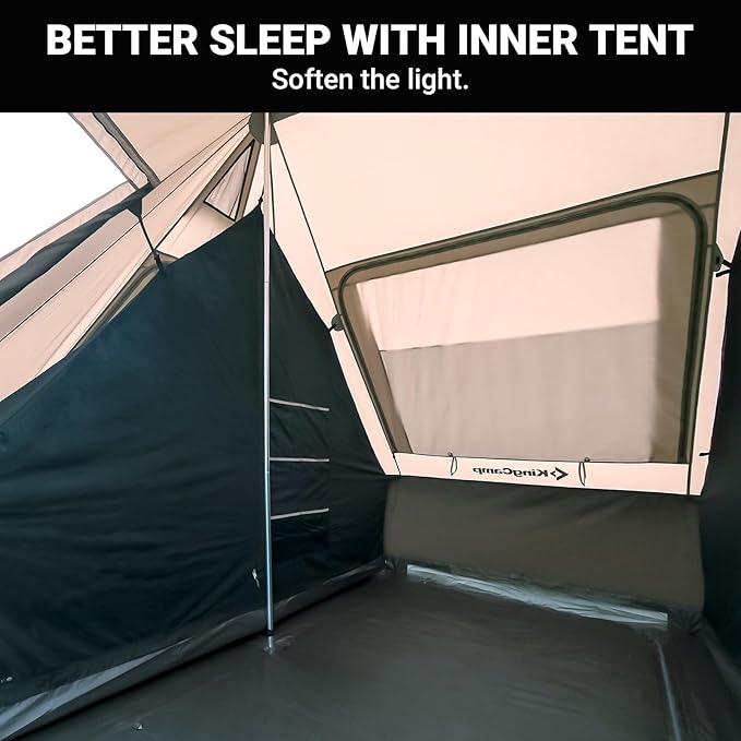 KingCamp Khan Inner Tent for 2 Person Dark Room Tent with High Density Mesh Lightweight Waterproof Windproof for Camping Backpacking Hiking Fishing RV