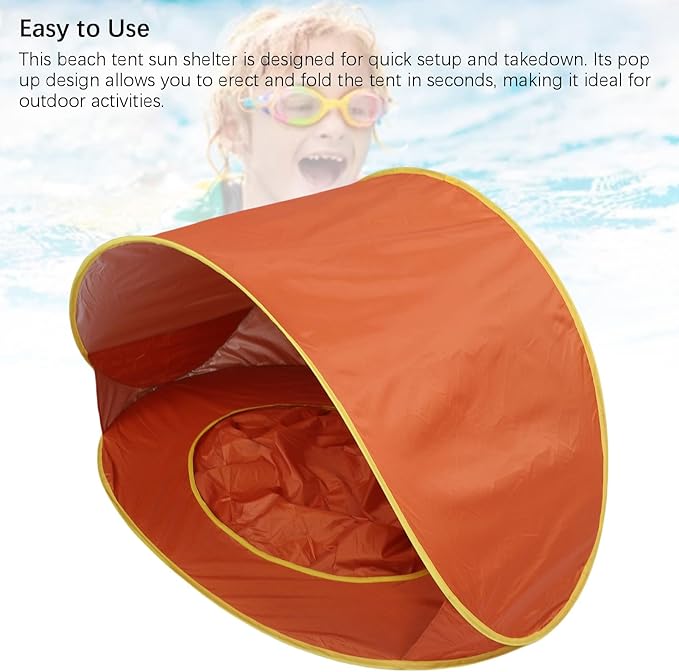 Beach Tent Sun Shelter Sun Proof Wind Proof Portable Baby Beach Beach with Pool Storage Bags Shade Canopy for Outdoor (Orange)