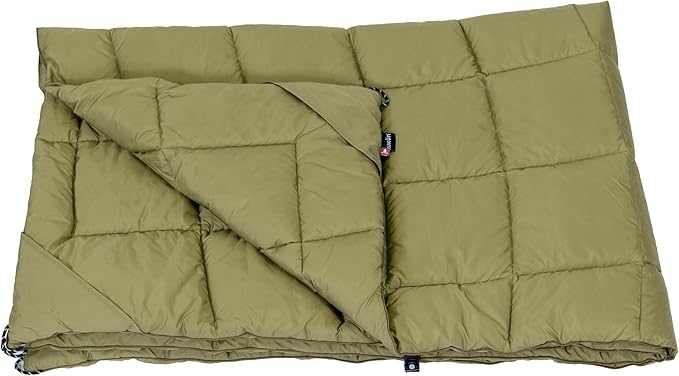Versatile Packable Outdoor Camping Blanket Puffy Blanket Primaloft® Insulation Warm Durable Lightweight Waterproof Oversize Beach Stadium and More! 55x80 (Olive Branch)