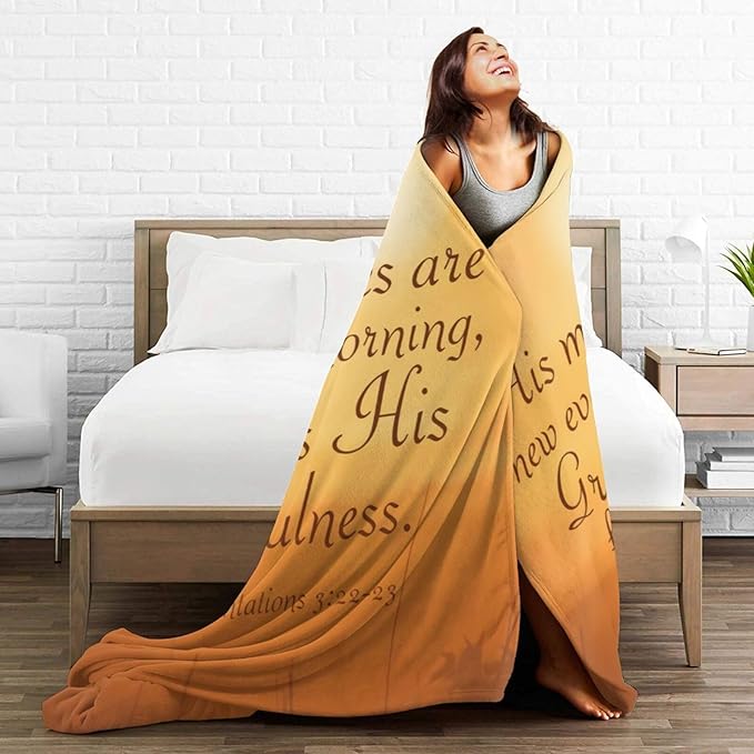 80X60 Lamentations 3 22 His Mercies are New Bible Verse Lightweight Flannel Blanket - Soft and Breathable Polyester Suitable for Travel Camping and Home Decoration