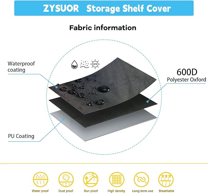 Wire Shelving Cover 60x24x72 – Heavy Duty Shelf Cover for Large Racks Waterproof Dustproof Clear PVC Front &amp T-Zipper for Storage Rack (No Shelves Black)