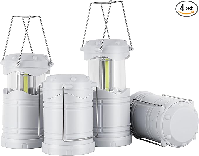 Lichamp LED Camping Lantern 4 Pack Battery Powered Flashlight for Power Outages Portable Collapsible Hanging Light Essential for Home Outdoor Emergency Lamp Survival Kit Gear for Hurricane B4LW