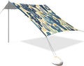 Cactus Pattern Beige Beach Tent Sun Shelter 9.2' x 10.5' Beach Canopy with 4 Sandbags 4 Stability Poles Sand Shovels - Tent Canopy for Beach Camping Fishing Picnics