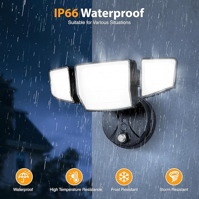 Onforu 90W Dusk to Dawn Outdoor Lighting10000lm Flood Lights OutdoorIP66 Waterproof Black LED Security Light with Photocell6500k Daylight 4 Adjustable Heads Exterior Light Fixture for YardGarden