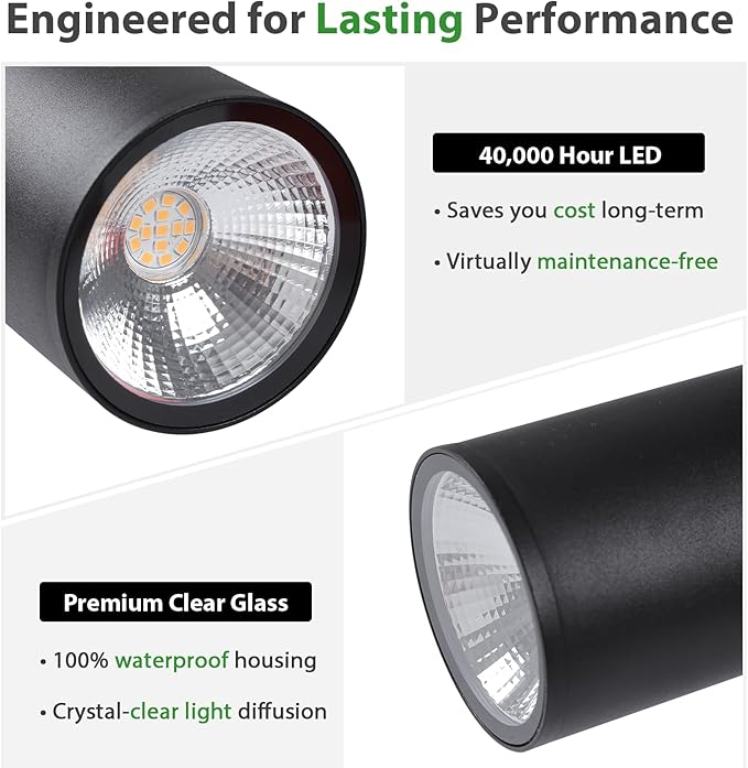 LamQee 28 Long Up and Down Outdoor Wall Light 3000K Integrated LED Modern Exterior Sconces Fixtures in Anti-Rust Cylinder Waterproof IP65 Outside Lighting Wall Mount for House Porch Garage Black