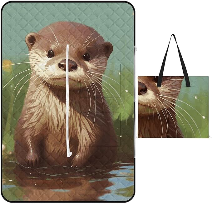 Zipper Cute Otter Style Picnic Mat Suitable for Travel Camping Park Or Home Use